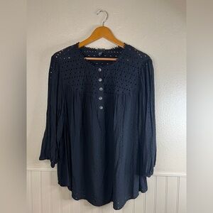 Torrid Black Eyelet Tunic Blouse